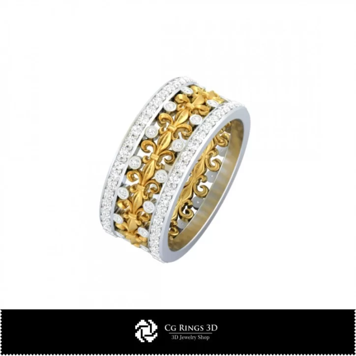 3D Ladies Wedding Bands With Diamonds