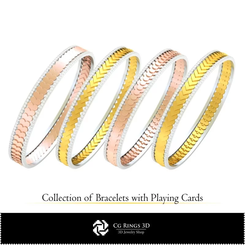 3D CAD Collection of Bracelets with Playing Cards Home, Bijoux 3D CAO, Collection Bijoux 3D CAO