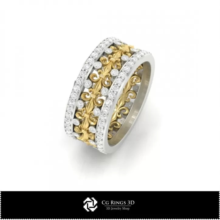 3D Alianzas de Boda para Dama con Diamantes
