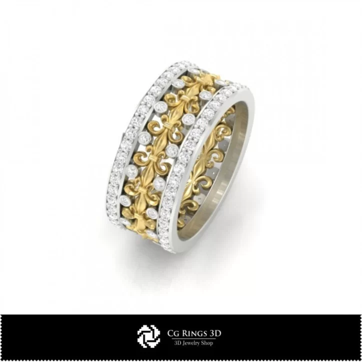 3D Ladies Wedding Bands With Diamonds