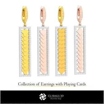 3D-CAD-Sammlung von Ohrringen mit Spielkarten Home, Schmuck 3D-CAD, Schmuckkollektionen 3D-CAD