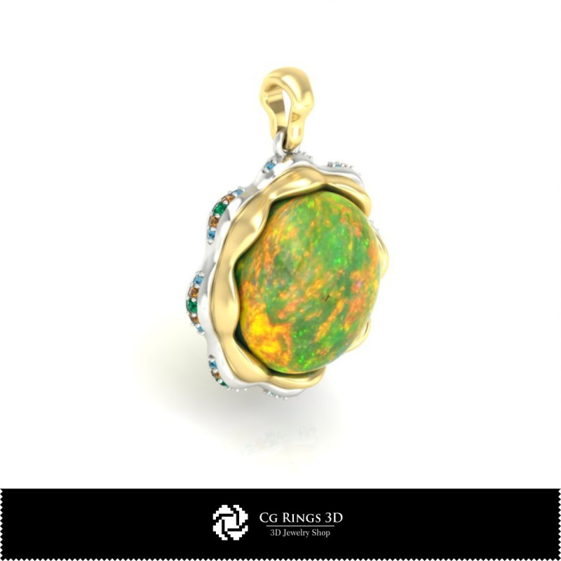 3D Pendant With Opal