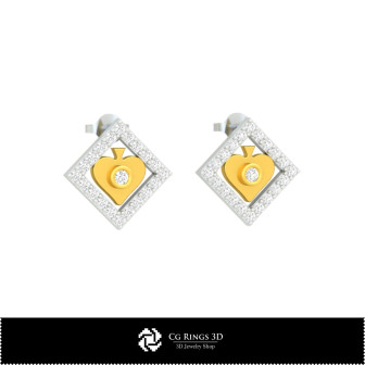 3D CAD Collection of Children Earrings with Playing Cards Home, Bijuterii 3D , Colectii Bijuterii 3D CAD