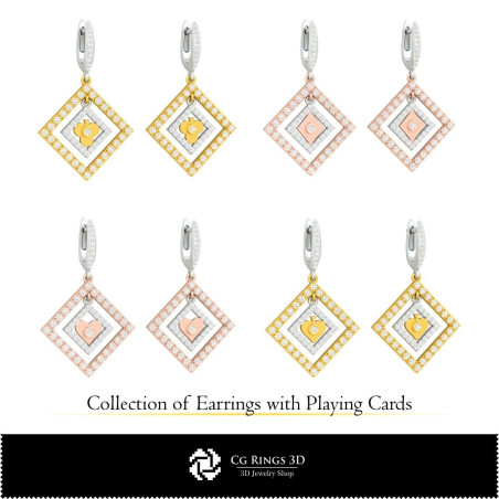 3D CAD Collection of Earrings with Playing Cards Home, Bijoux 3D CAO, Collection Bijoux 3D CAO