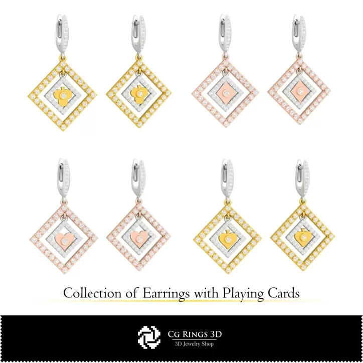 Colección CAD 3D de Pendientes con Naipes