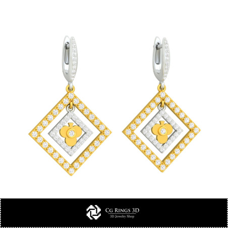 3D CAD Collection of Earrings with Playing Cards