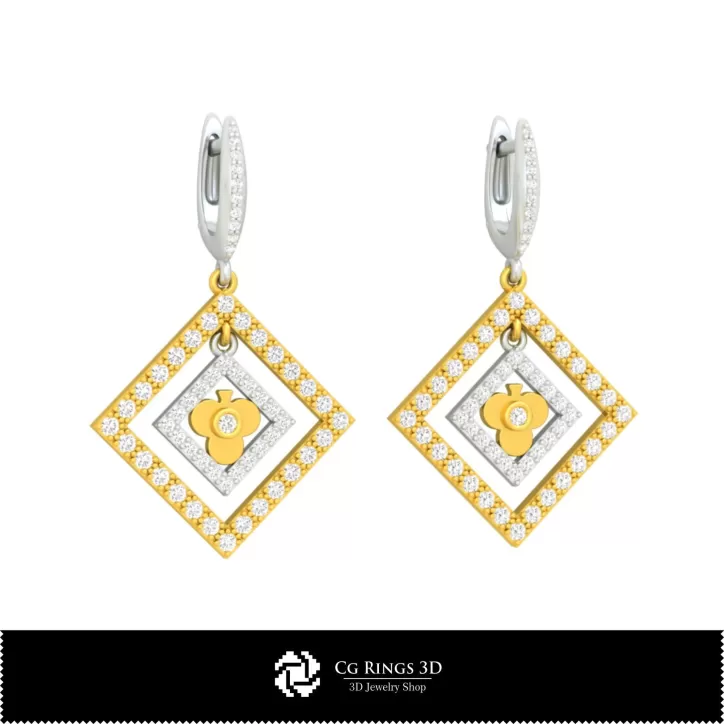 3D-CAD-Kollektion von Ohrringen mit Spielkarten