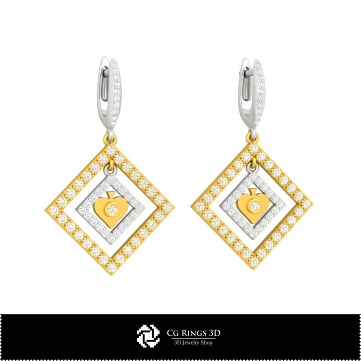 3D CAD Collection of Earrings with Playing Cards