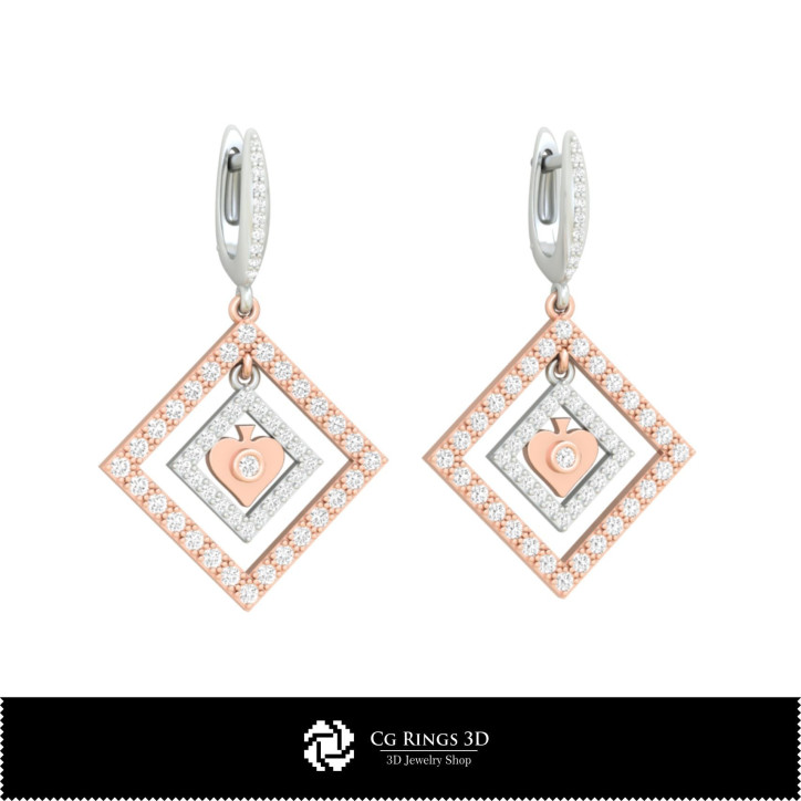 3D CAD Collection of Earrings with Playing Cards