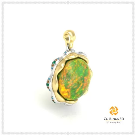 3D Pendant With Opal