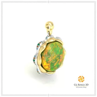 3D Pendant With Opal Home, Bijoux 3D CAO, Pendentifs 3D CAO, Pendentifs Opale 3D