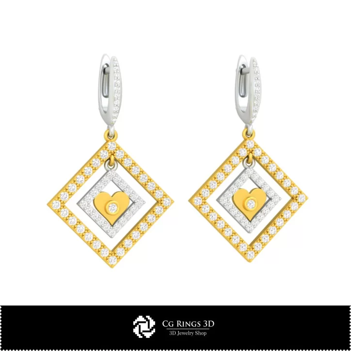 3D CAD Collection of Earrings with Playing Cards