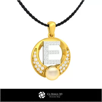 3D CAD Collection of Pearl Pendants with Letters Home, Jewelry 3D CAD, Jewelry Collections 3D CAD 