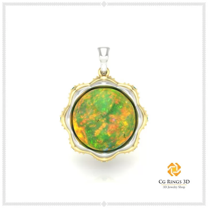 3D Pendant With Opal