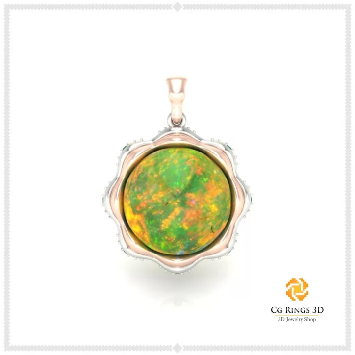 3D Pendant With Opal