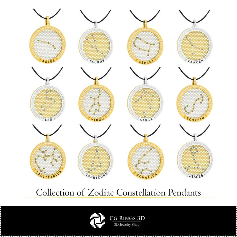 3D CAD Collection of Zodiac Constellation Pendants