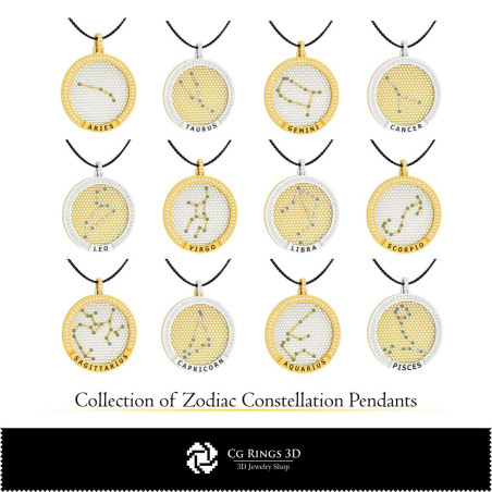 3D CAD Collection of Zodiac Constellation Pendants Home, Bijuterii 3D , Colectii Bijuterii 3D CAD
