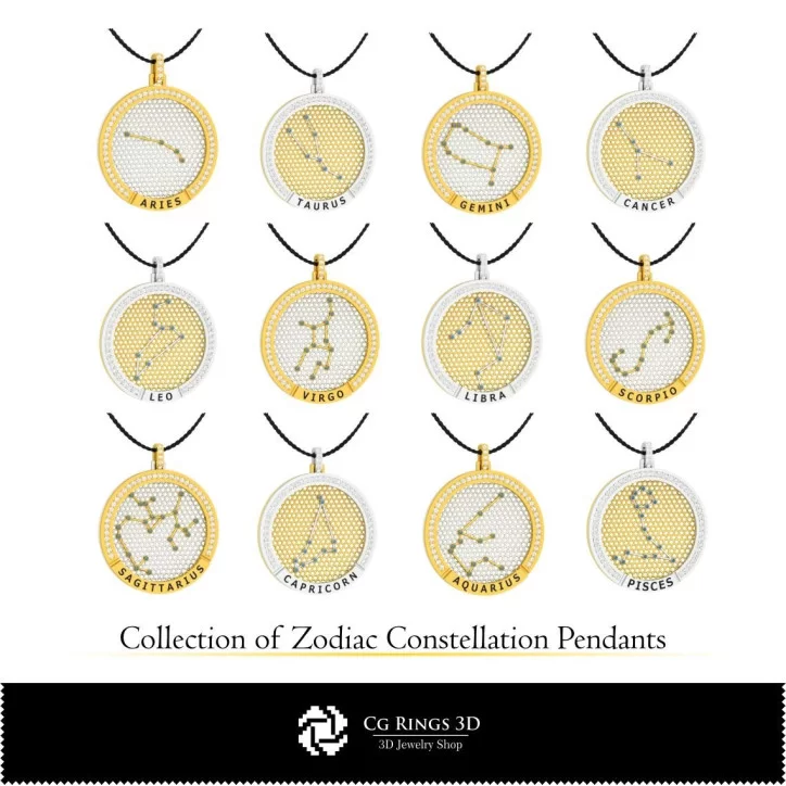 3D CAD Collection of Zodiac Constellation Pendants