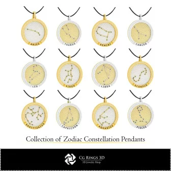 3D CAD Collection of Zodiac Constellation Pendants Home, Jewelry 3D CAD, Jewelry Collections 3D CAD 