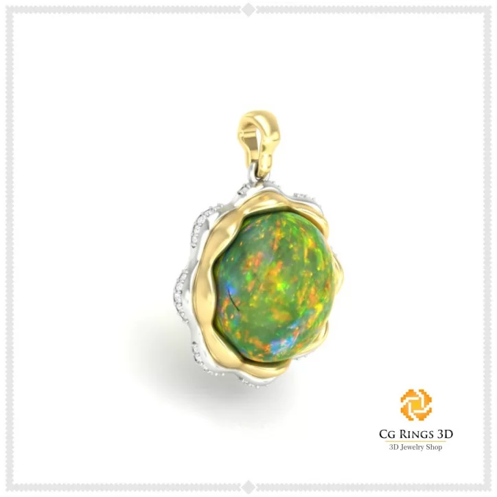 3D Pendant With Opal