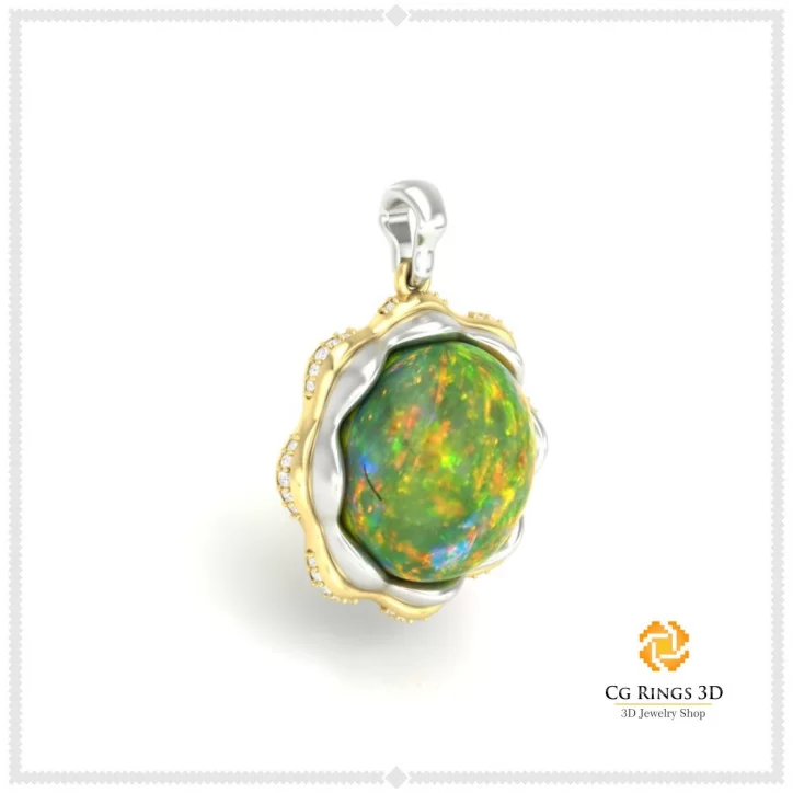 3D Pendant With Opal