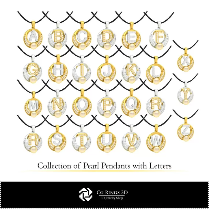 Collection 3D CAD de pendentifs en perles avec lettres