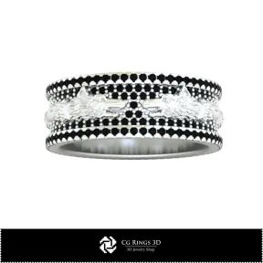 Bague de mariage avec loup dace - Bijoux 3D CAO
