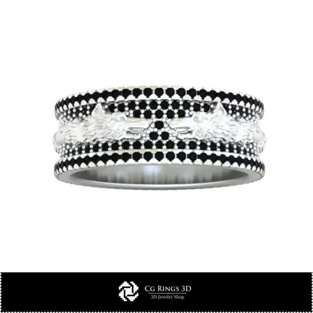 Bague de mariage avec loup dace - Bijoux 3D CAO