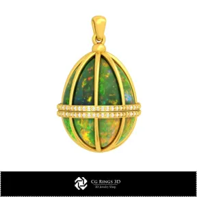 Pendentif Œuf 3D CAO Maison, Bijoux 3D CAO, Pendentifs 3D CAO, Bijoux Vintage 3D CAO, Pendentifs Opale 3D, Bijoux Art Nouveau 3D