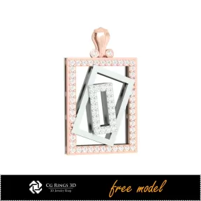 3D Pendant With Diamonds-Free 3D Model Home, Jewelry 3D CAD, Free 3D Jewelry, Pendants 3D CAD , 3D Diamond Pendants