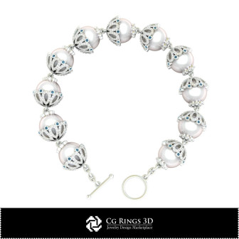 3D CAD Pearl Bracelet Home,  Jewelry 3D CAD, Bracelets 3D CAD , 3D Bracelets, 3D Pearl Bracelets