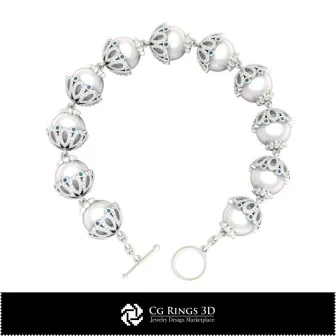 3D CAD Pearl Bracelet Home, Jewelry 3D CAD, Bracelets 3D CAD , 3D Bracelets, 3D Pearl Bracelets