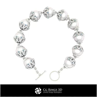 Pulsera de perlas 3D CAD para el hogar, Joyería 3D CAD, Pulseras 3D CAD, Pulseras 3D, Pulseras de perlas 3D