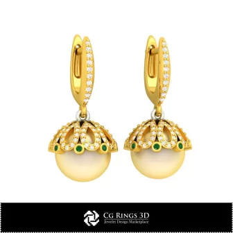 3D CAD Pearl Earrings Home, Jewelry 3D CAD, Earrings 3D CAD , 3D Diamond Earrings, 3D Drop Earrings, 3D Pearl Earrings