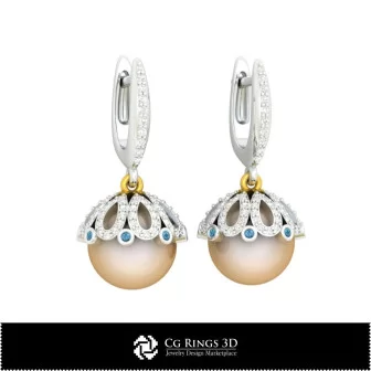 3D CAD Pearl Earrings Home, Bijoux 3D CAO, Boucles D'oreilles 3D CAO, Boucles D'oreilles Diamant 3D, Boucles D'oreilles 3D , Bou