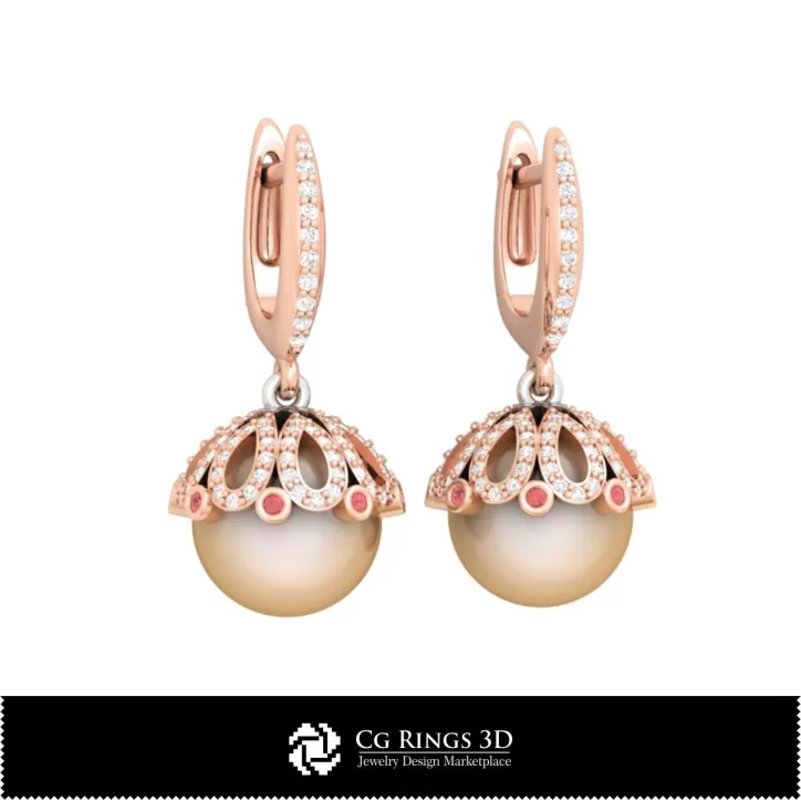 Pendientes con perlas 3D CAD