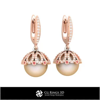 3D CAD Pearl Earrings Home, Bijuterii 3D , Cercei 3D CAD, Cercei cu Diamante 3D, Cercei Picatura 3D, Cercei cu Perle 3D 