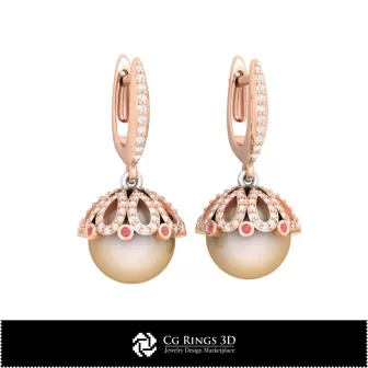 Boucles d'oreilles perle 3D CAO Maison, Bijoux CAO 3D, Boucles d'oreilles CAO 3D, Boucles d'oreilles diamant 3D, Boucles