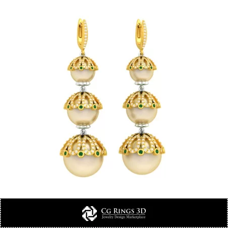 3D CAD Pearl Earrings Home, Bijoux 3D CAO, Boucles D'oreilles 3D CAO, Boucles D'oreilles 3D , Boucles D'oreilles en Perles 3D 