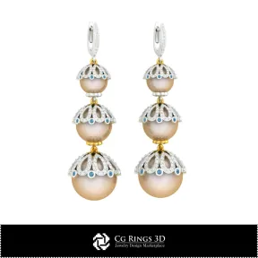 Pendientes de Perla 3D CAD