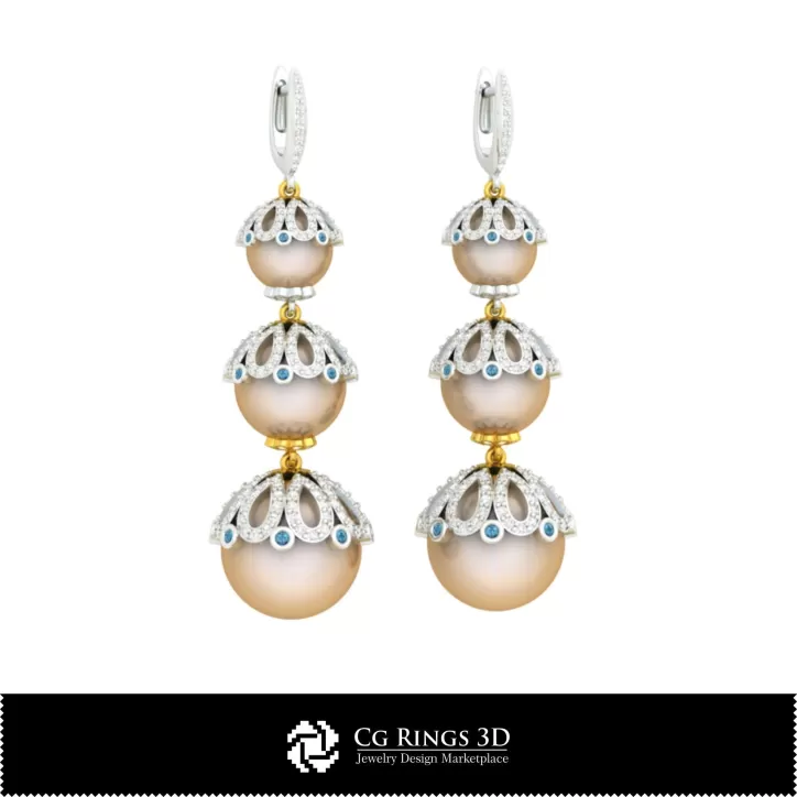 3D CAD Pearl Earrings