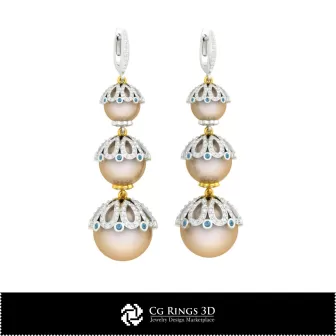 Boucles d'oreilles perle CAO 3D Maison, Bijoux CAO 3D, Boucles d'oreilles CAO 3D, Boucles d'oreilles pendantes 3D, Boucles