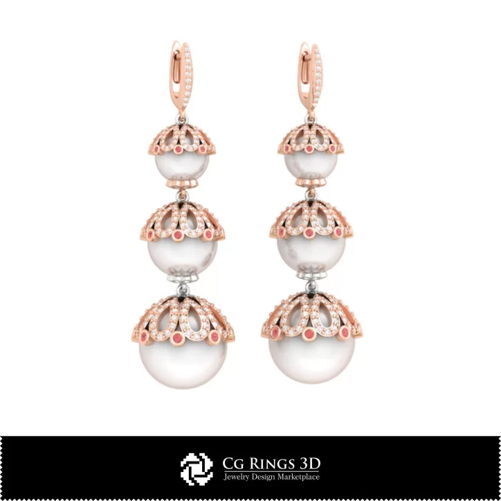 3D CAD Pearl Earrings