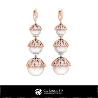 3D CAD Pearl Earrings Home, Jewelry 3D CAD, Earrings 3D CAD , 3D Drop Earrings, 3D Pearl Earrings