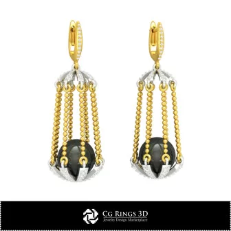 3D CAD Pearl Earrings Home, Jewelry 3D CAD, Earrings 3D CAD , 3D Diamond Earrings, 3D Drop Earrings, 3D Pearl Earrings