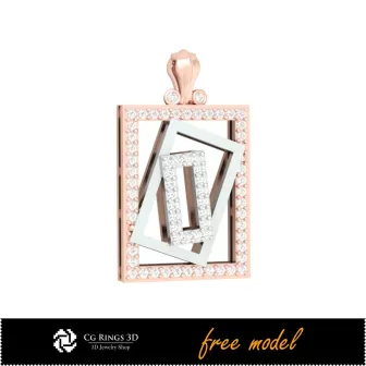 3D-Anhänger mit Diamanten - Kostenloses 3D-Modell für Zuhause, Schmuck 3D-CAD, Kostenlose 3D-Schmuckmodelle, Anhänger 3D-CAD,