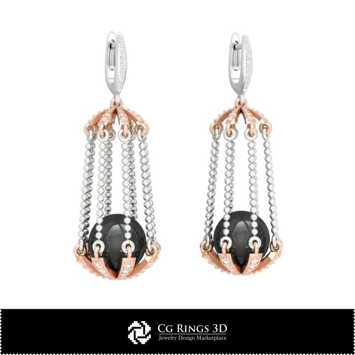 Orecchini con Perla 3D CAD