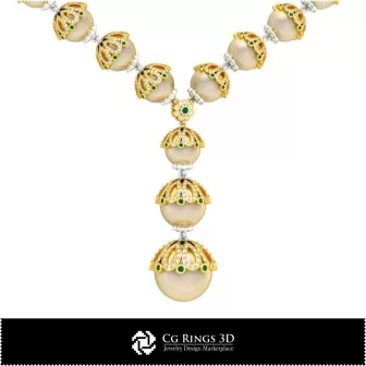 Collares de perlas en CAD 3D para el hogar, Joyería CAD 3D, Collares CAD 3D, Collares de diamantes CAD 3D, Hilos de perlas CAD