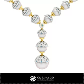 3D CAD Pearl Necklaces Home, Jewelry 3D CAD, Necklaces 3D CAD , 3D Diamond Necklaces, 3D Pearl Strands