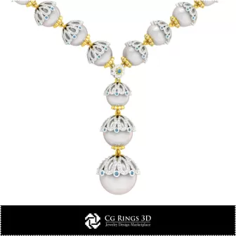 Collares de perlas en CAD 3D para el hogar, Joyería CAD 3D, Collares CAD 3D, Collares de diamantes CAD 3D, Hilos de perlas CAD